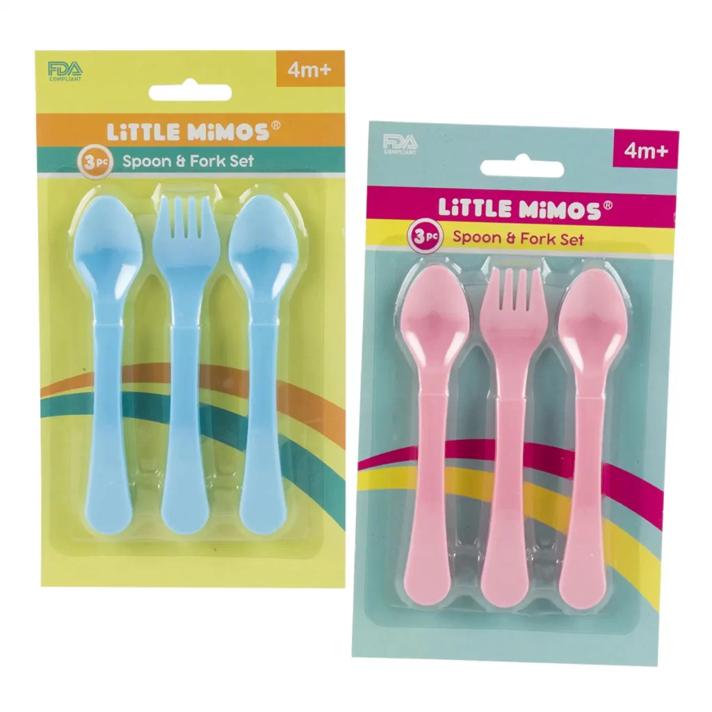 3pc Little Mimos Spoon and Fork Set- 5"- Assorted 60307