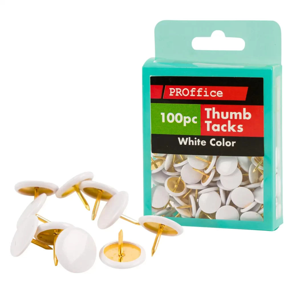 100pc Proffice Push Pin- White 67772