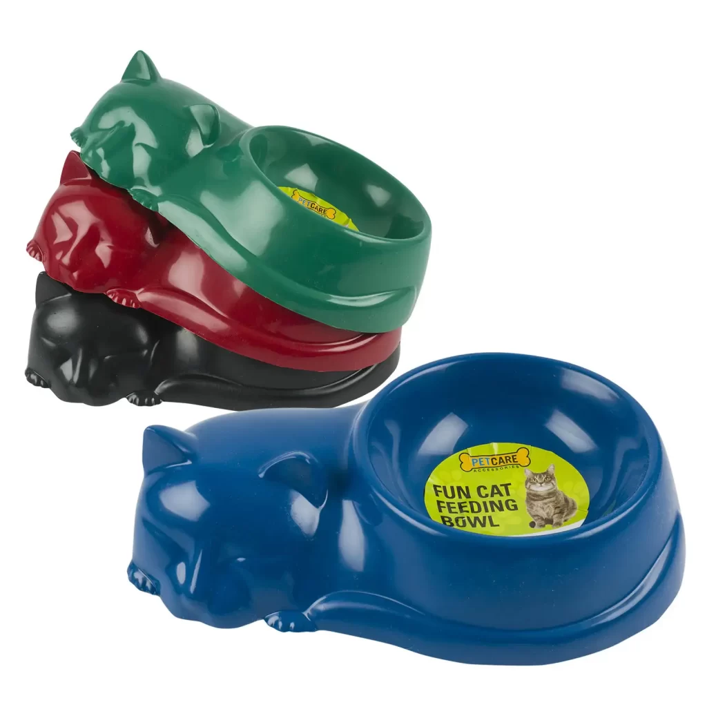 Cat Shaped Cat Feeding Bowl- Assorted Colors 70429