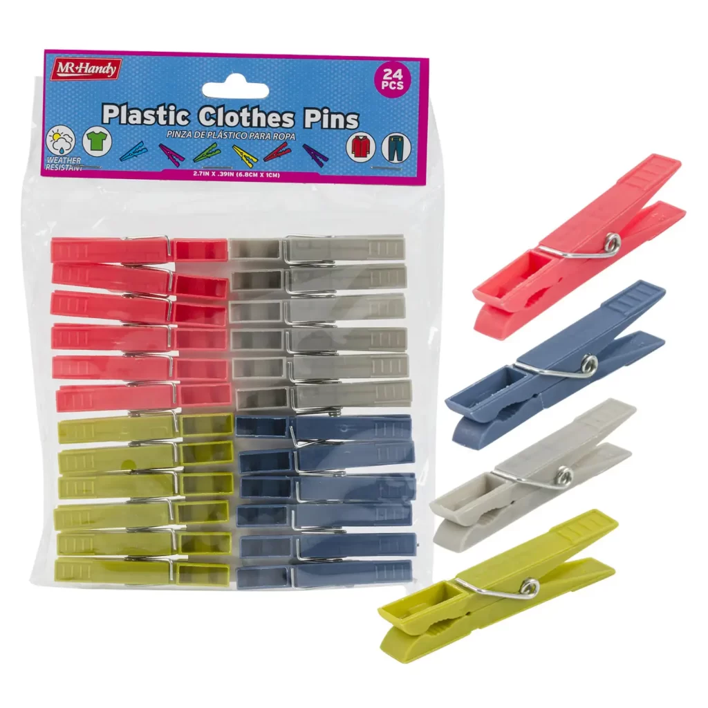 24pc Plastic Clothes Pins- Assorted Colors 74372