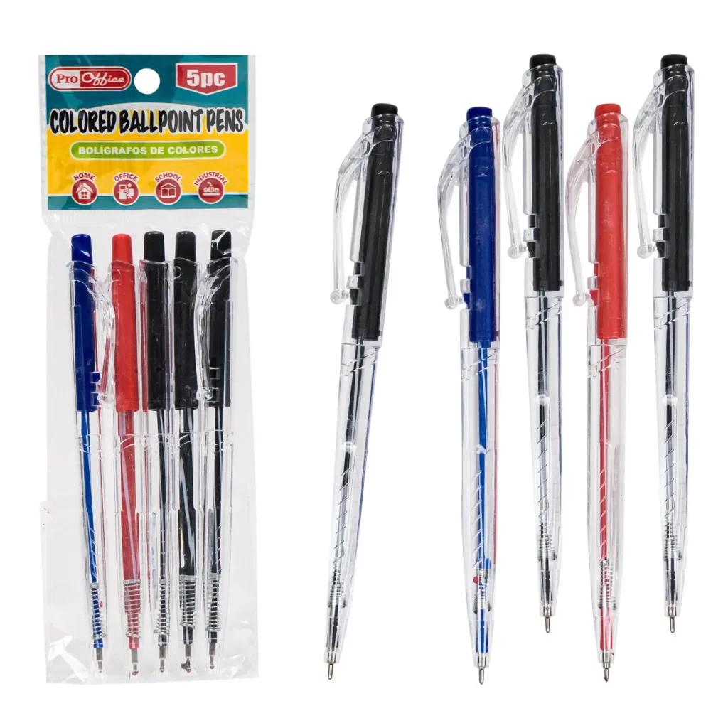 BALLPOINT PEN,5pc ASSTD CLR RE 77054