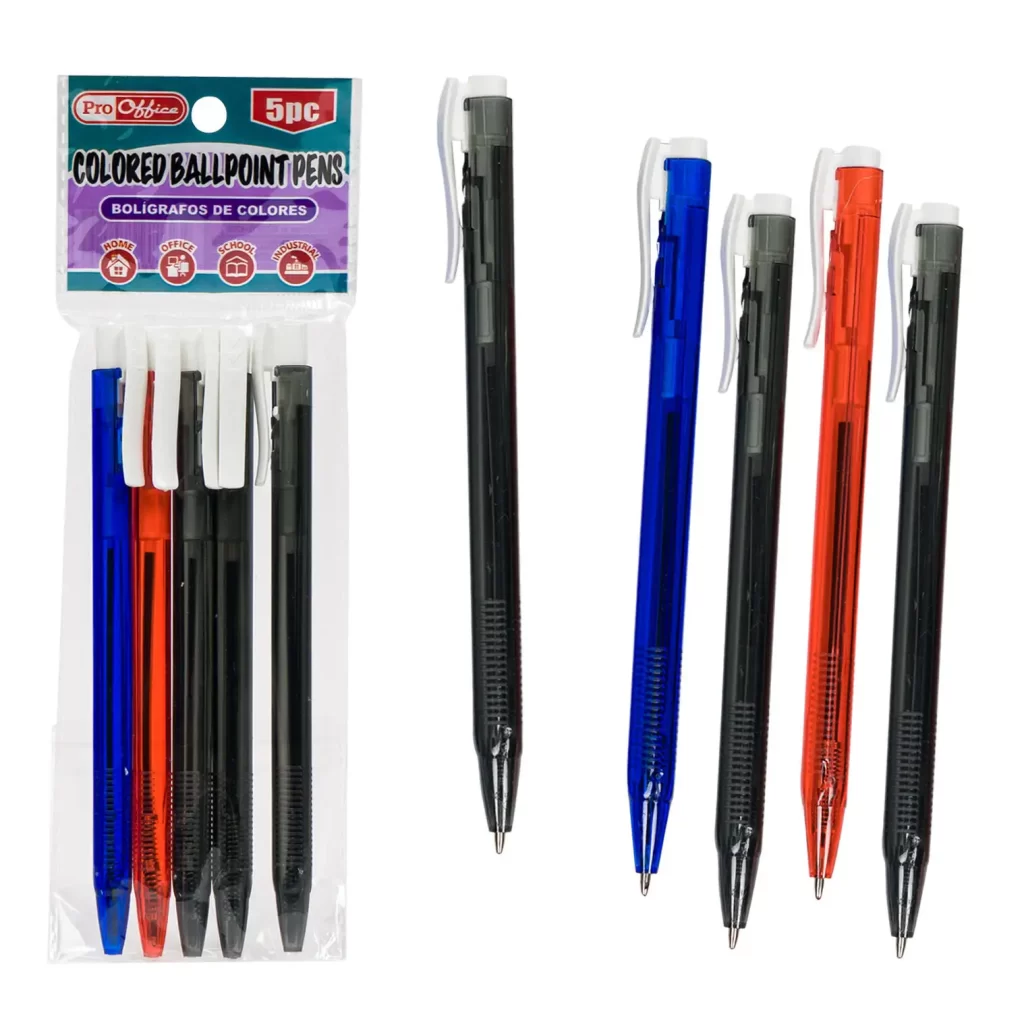 BALLPOINT PEN,5pc RETRACTABLE 77052