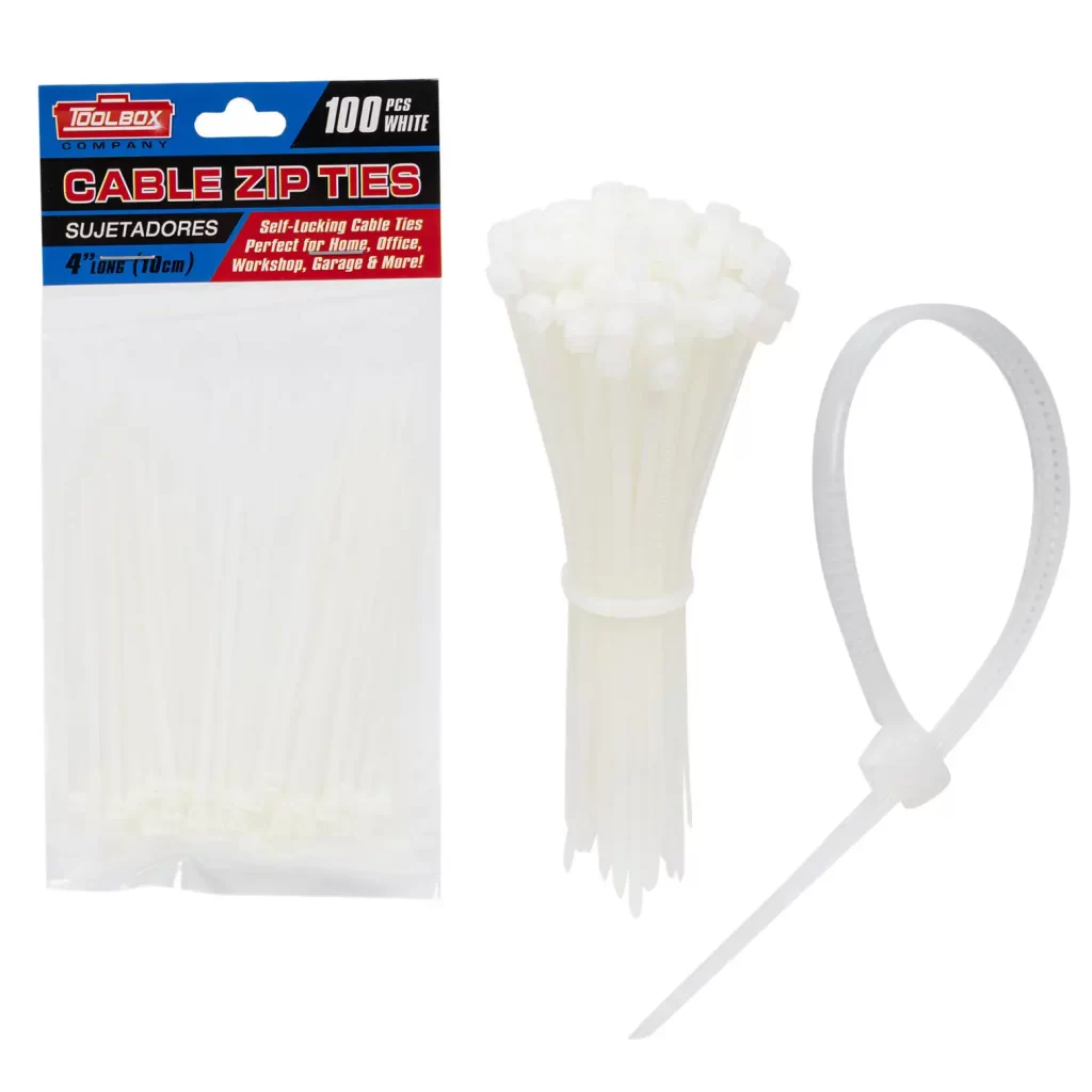 Toolbox 100pc Cable Ties- 4"- White 79204