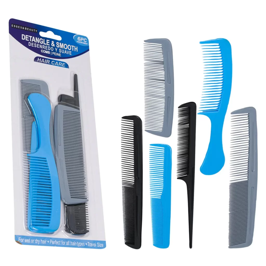 HAIR COMB SET,6pc PLASTIC 91380