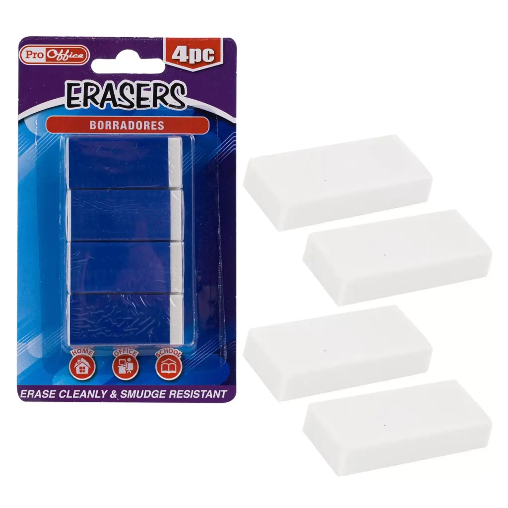 ERASER,4pc 2" WHITE 76995