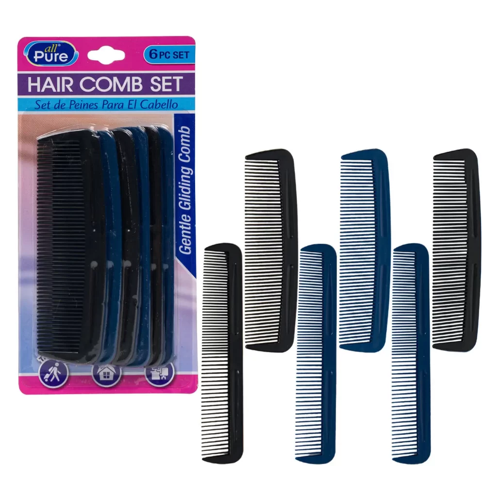 HAIR COMB SET,6pc PLASTIC 76186