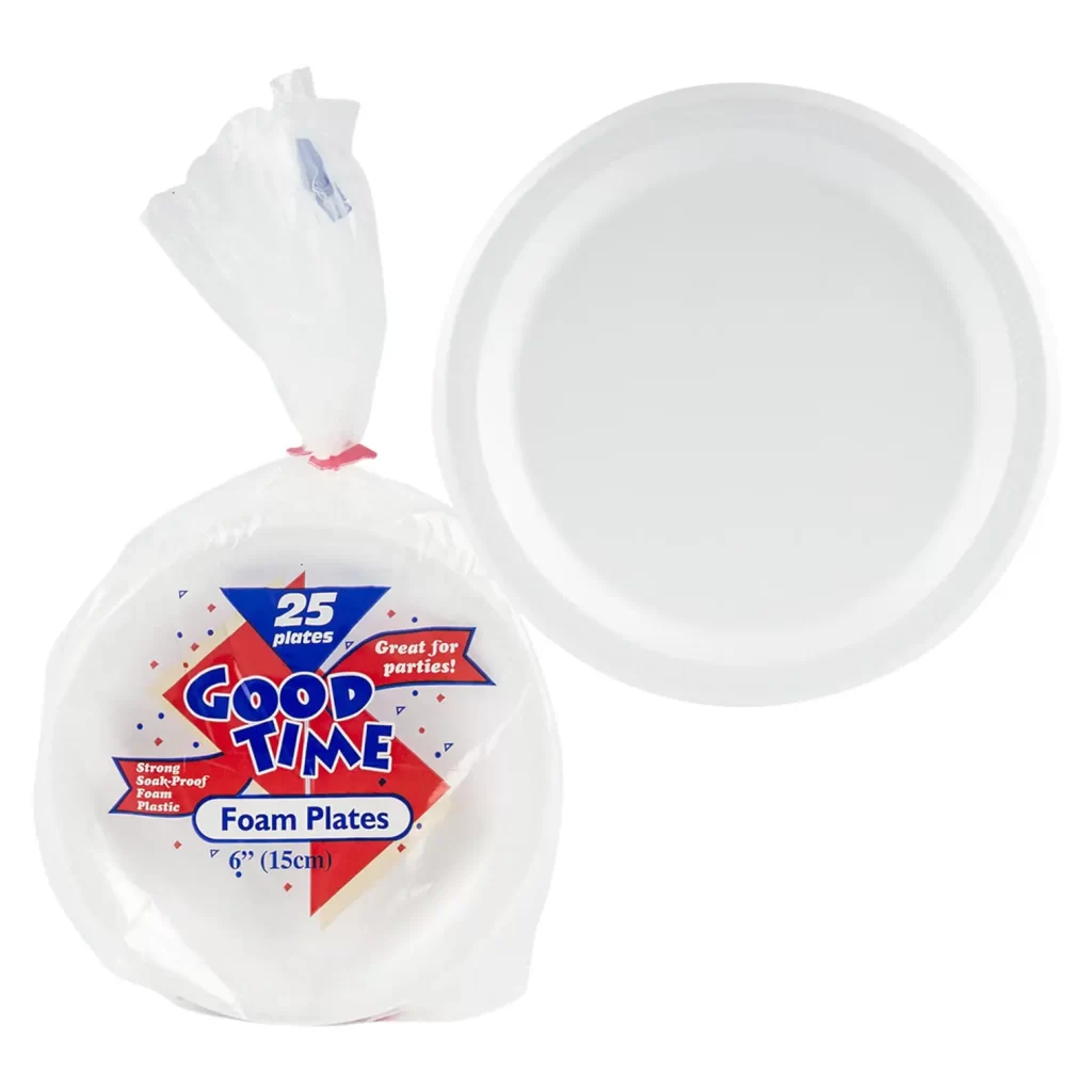 Good Time Foam Plate 25-pack - White, 6" 18238