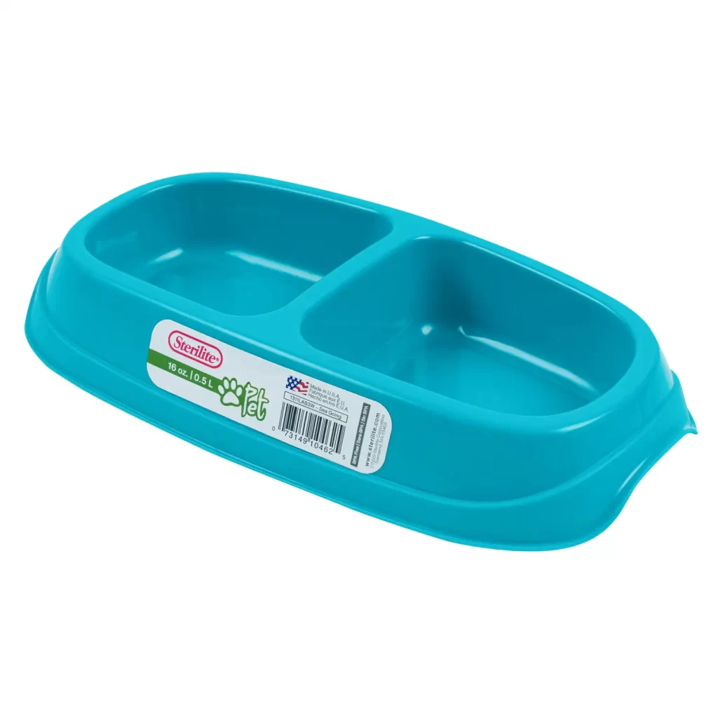 Sterilite Double Pet Dish- 16oz Turquoise 33684