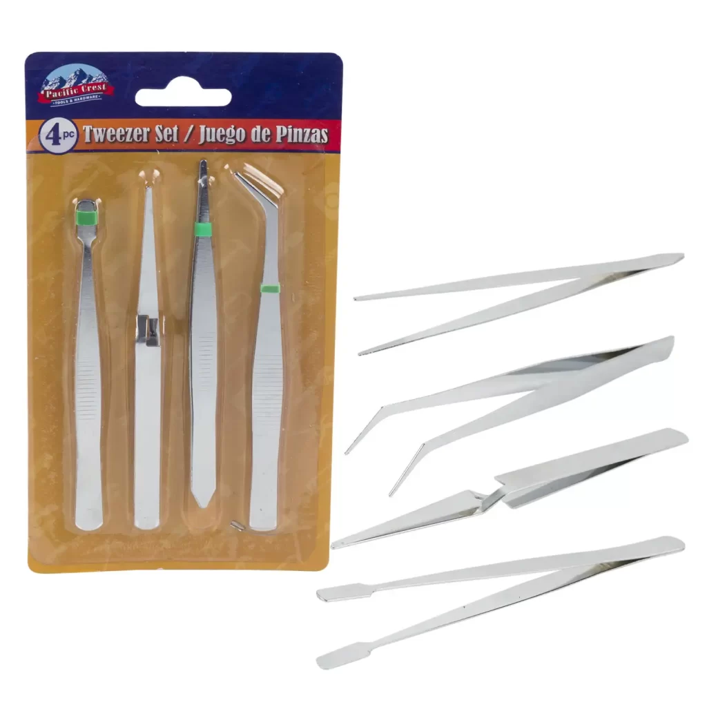 4pc Tweezer Set- Silver 66661