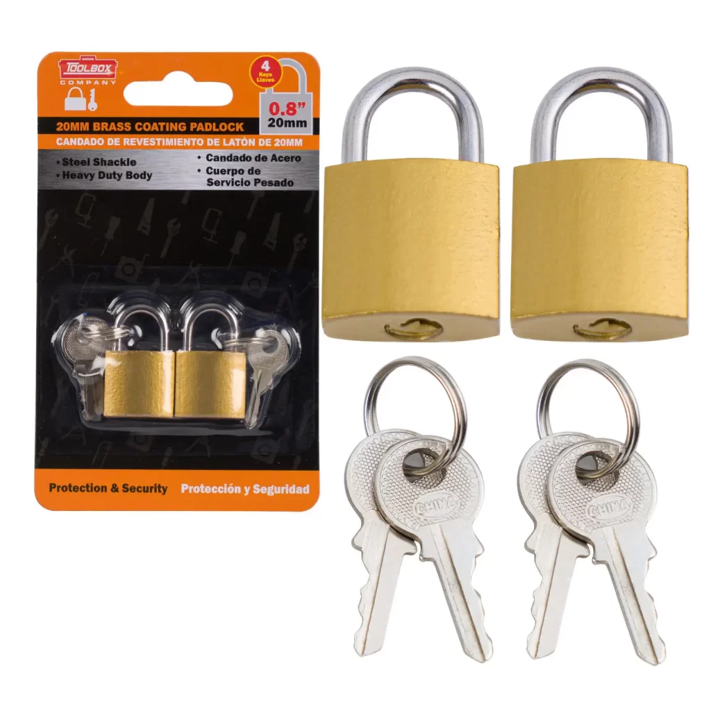 2pc Brass Coating Padlock W/ Keys- 50mm 72767