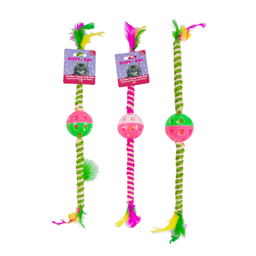 Feather Teaser Cat Toy- 18'- 3 Assortments 41510