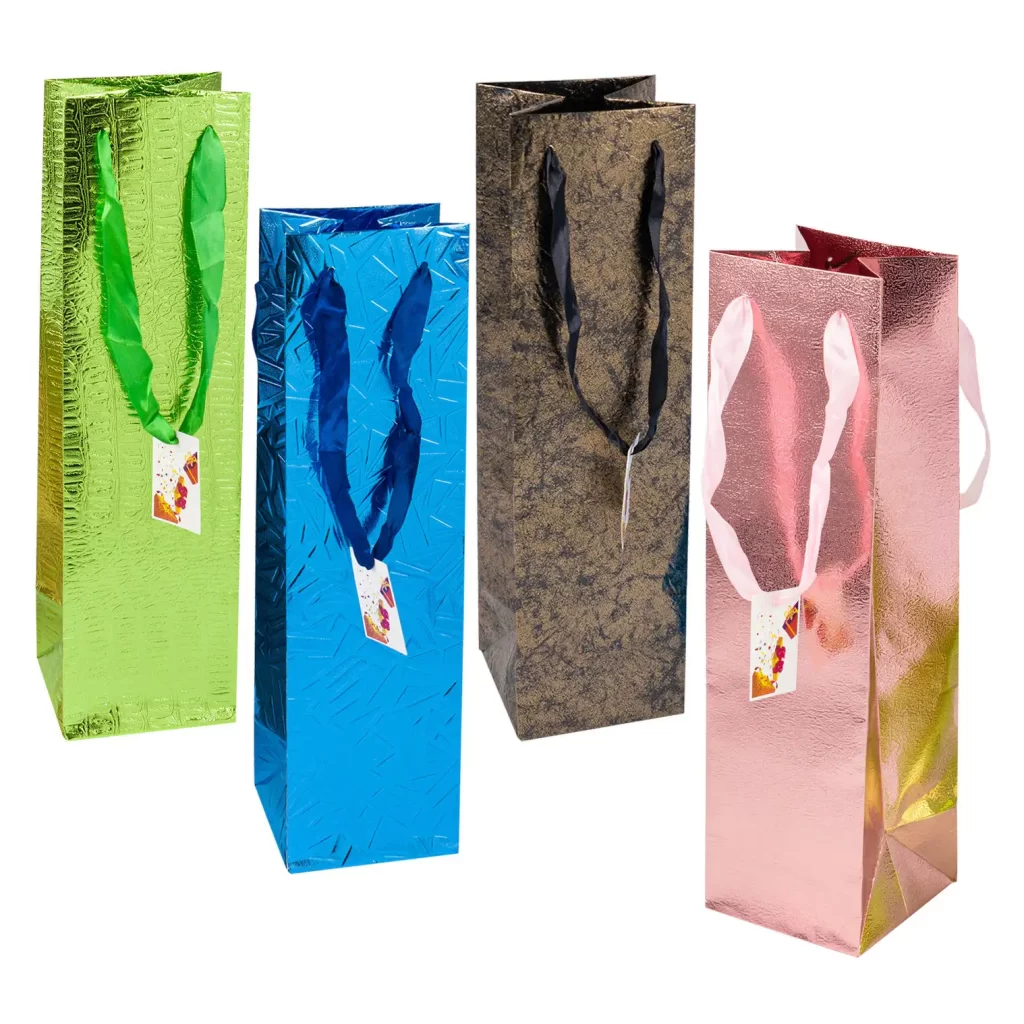 Imitation Leather Wine Gift Bag- 4 Assorted Colors 92337