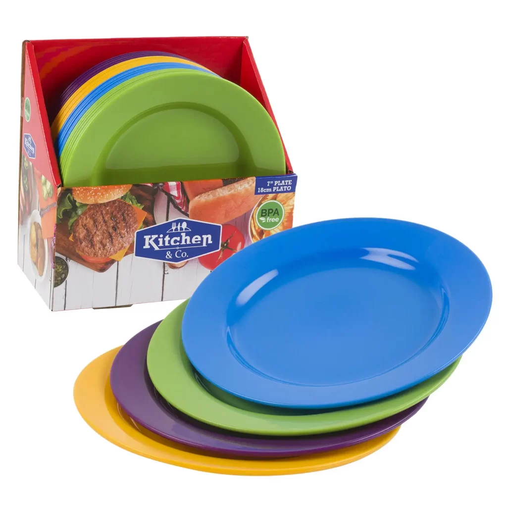 Kitchen and Co Plastic Plate- 7" D- 4 Assortments 71443 $0.49 /each