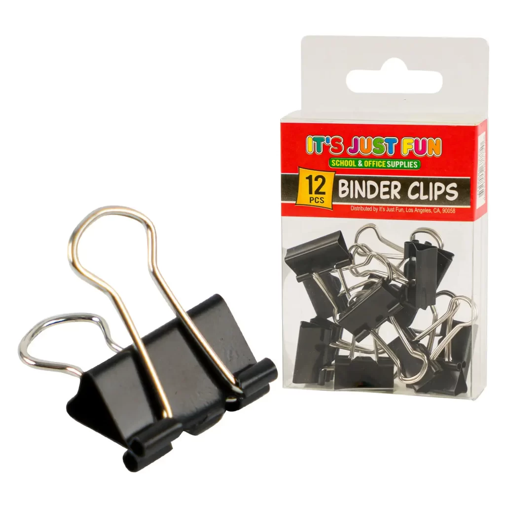 12pc Binder Clips- 19mm- Black 67775