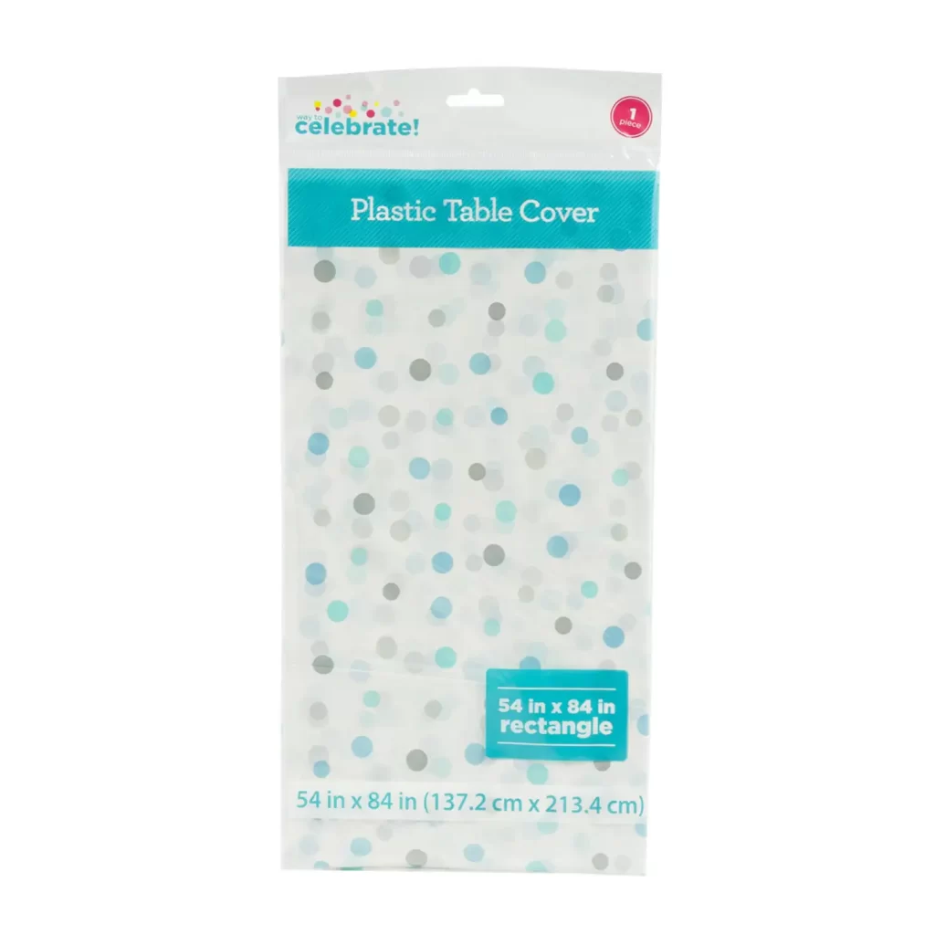 Plastic Table Cover- 54x84"- Blue Dots 72464