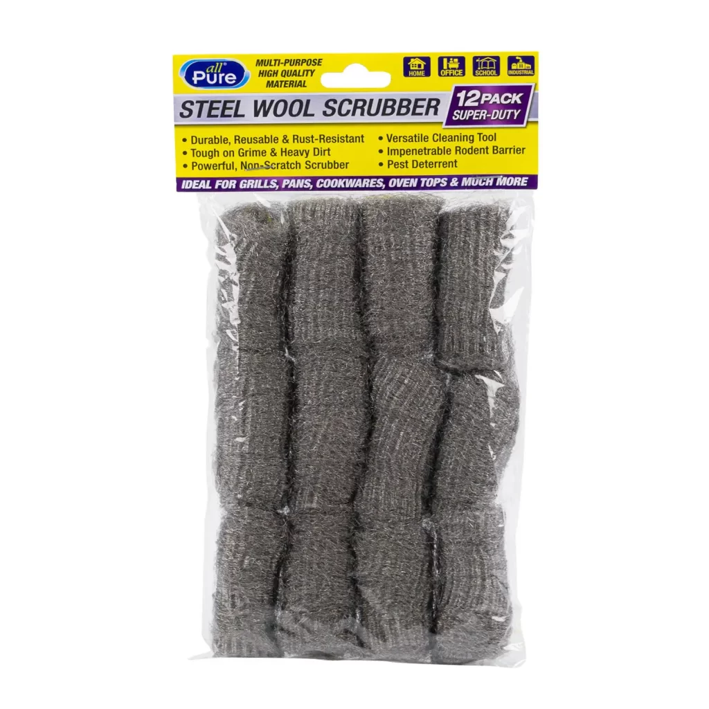 All Pure 12pc Steel Wool Pads Scourer 75718