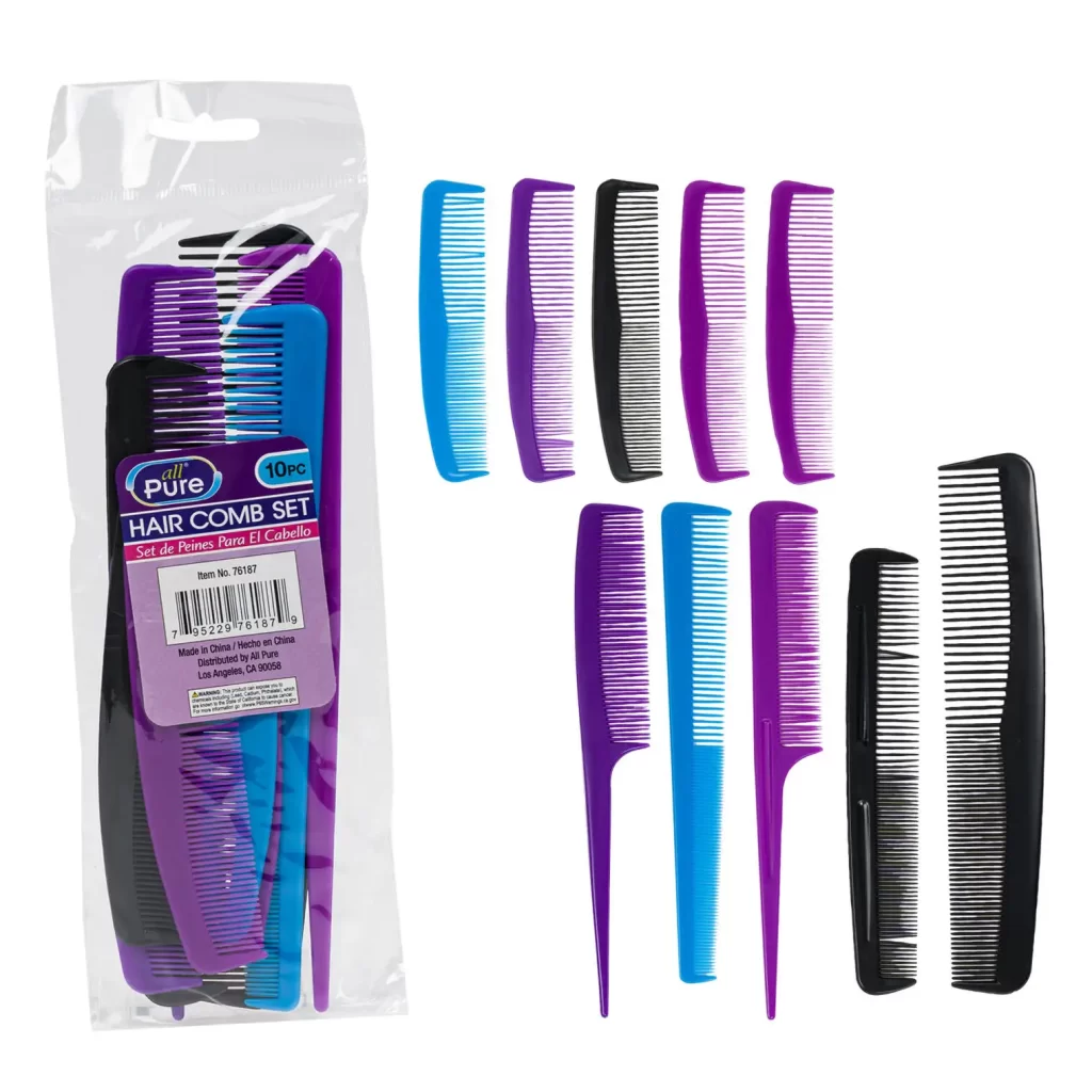 HAIR COMB SET,10pc PLASTIC 76187