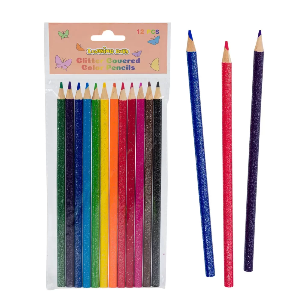 Learning Days 12pc Glitter Covered Color Pencil 73209